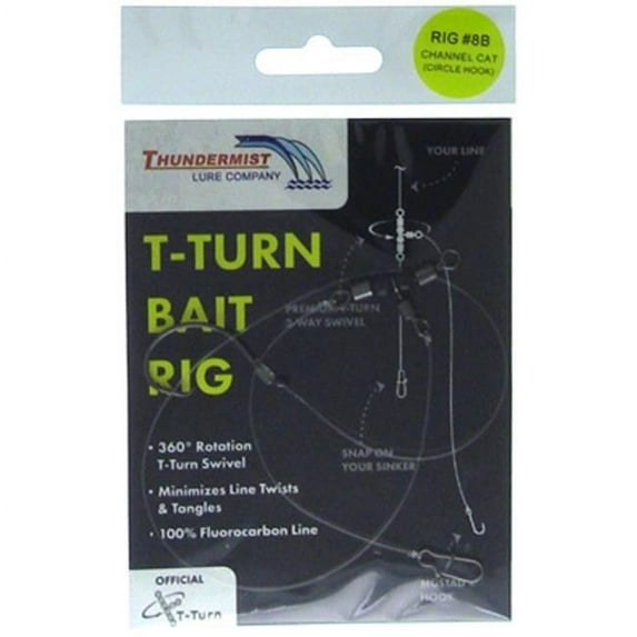 Thundermist Lures TBR-8B T-Turn Bait Rigs, Channel Catfish, Circle Hook - Size 8B