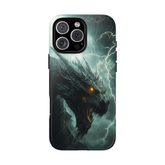 Thunderstorm Dragon Lightning Strikes Fiery Sky Artwork Phone Case for 11 12 13 14 15 16 17 Pro Max