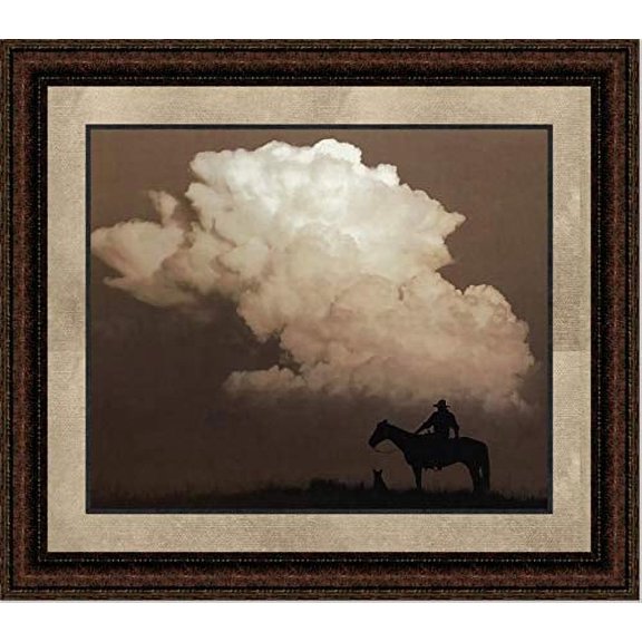 Thunderstorm | Framed Western Horse Art in Double Mat | 21L X 25W" Inches