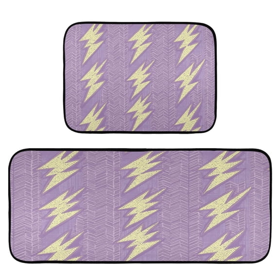 Thunderstorm Purple 2-Piece Kitchen Carpet Mat Set, Non-Slip Memory Foam, Soft for Kitchen and Living Room Use