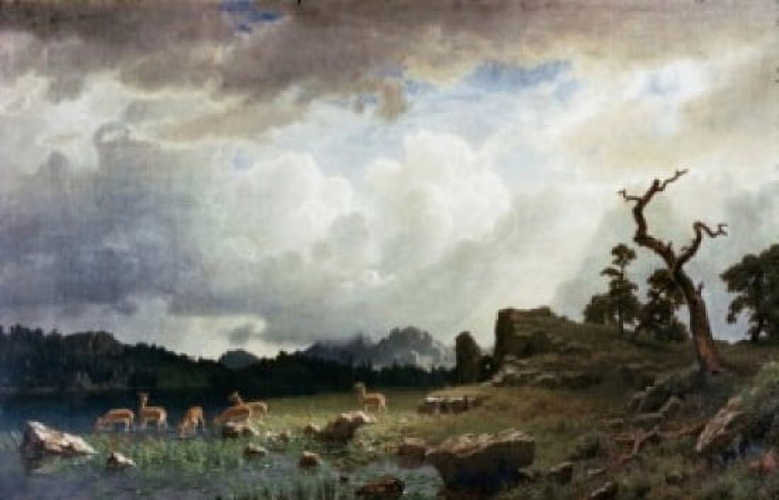 Thunderstorm in the Rocky Mountains Albert Bierstadt (1830-1902 American) Canvas Art - Albert Bierstadt (24 x 36)
