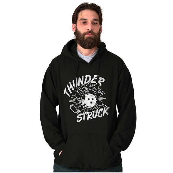 Thunderstruck Funny Bowling Novelty Unisex Plus Fleece Graphic Hoodie Brisco Brands 2X