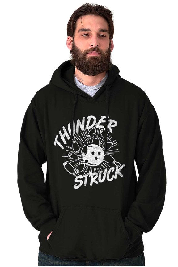 Thunderstruck Funny Bowling Novelty Unisex Plus Fleece Graphic Hoodie Brisco Brands 2X