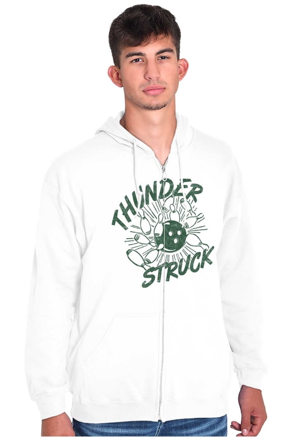 Thunderstruck Funny Bowling Novelty Zip Up Hoodie Men's Women's Brisco Brands L
