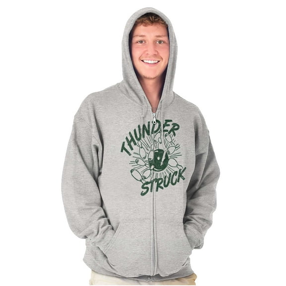 Thunderstruck Funny Bowling Novelty Zip Up Hoodie Men's Women's Brisco Brands X