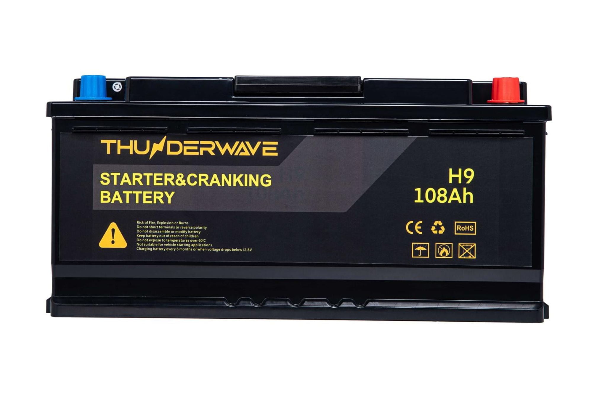 Thunderwave H9 108AH Lithium Battery 12.8 V Vehicle Battery Group 95R, 1188 CCA Top Post for Car