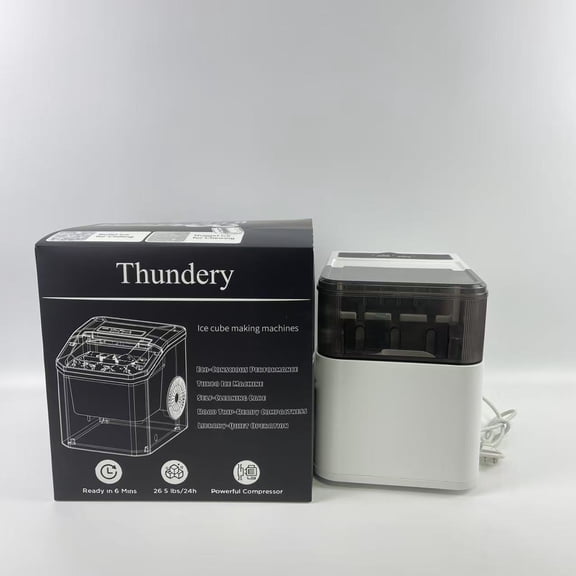 Thundery Ice cube making machines,Countertop Ice Maker Machine, 26lbs Per Day, 9 Ice Cubes Ready in 6 Mins, Auto-Cleaning Portable Ice Maker