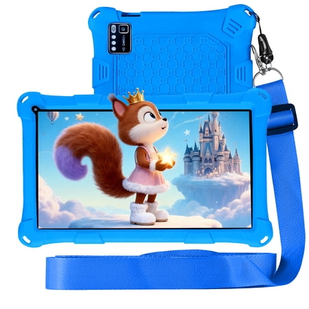 Thunrlge Kids Tablet, 7-Inch Kids Tablet, Android Tablet, 3+5 RAM 64GB ROM (TF CARD 256GB) Google Certified, Kids Software Pre-Installed, WiFi, Shockproof Case, Gift for kids, (Blue)