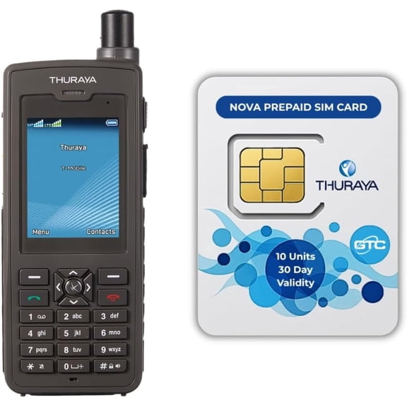 Thuraya XT-PRO Dual Satellite Phone + 10-Unit NOVA Prepaid SIM | 30-Day Validity Rugged | Waterproof | GPS | Long Battery Life | Dual SIM | Reliable for Adventures