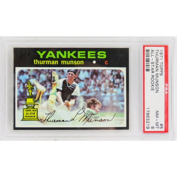 Thurman Munson (New York Yankees) 1971 Topps All Star Rookie Card #5 (2nd Year Card) - PSA 8 NM-MT (G)