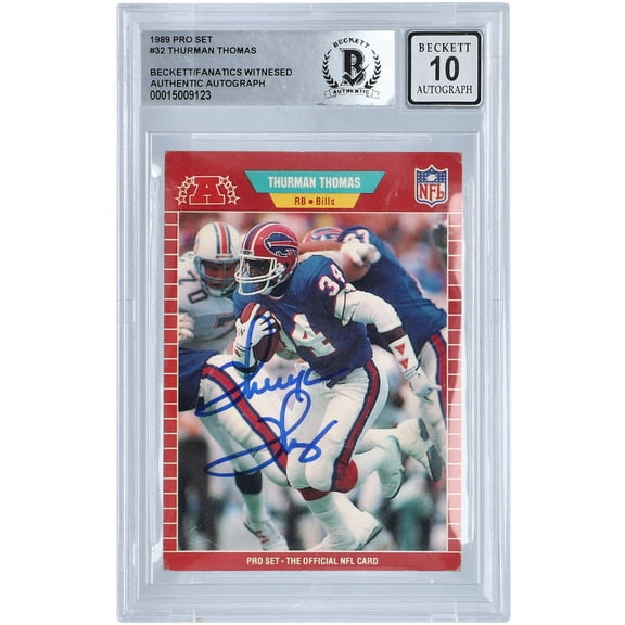 Thurman Thomas Buffalo Bills Autographed 1989 Pro Set #32 Beckett Fanatics Witnessed Authenticated 10 Rookie Card - Fanatics Authentic Certified