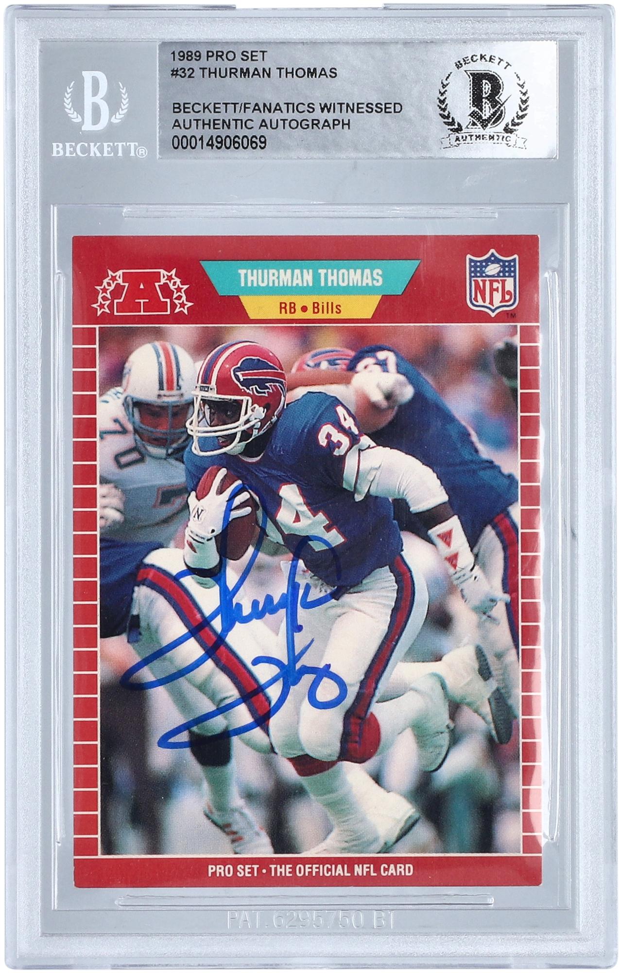 Thurman Thomas Buffalo Bills Autographed 1989 Pro Set #32 Beckett Fanatics Witnessed Authenticated Rookie Card - Fanatics Authentic Certified