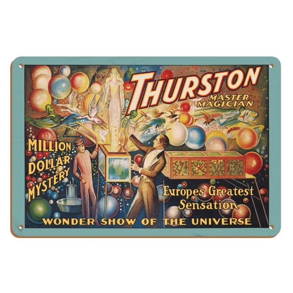 Thurston Master Magician - Million-Dollar Mystery - Vintage Magic Poster c.1929 - 8 x 12 inch Vintage Wood Art Sign