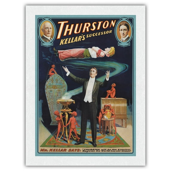 Thurston The Great Magician - Harry Kellar’s Successor - Vintage Magic Poster c.1908 - Japanese Unryu Rice Paper Art Print 24 x 32 in