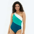 thumbnail image 1 of ThusFar Women's One Piece Swimsuit Color Block Cut Out One Shoulder Bathing Suit Beachwear, 1 of 9