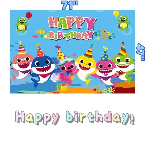 Soul's Baby Birthday Party Shark Background (71 inches * 47 inches), Blue Cartoon Ocean Photo Background for Baby Gifting Party Decoration, Shark Decorations and Party Supplies (Blue) V14