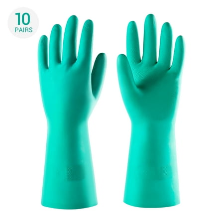 ThxToms 10 Pair Chemical Resistant Gloves, 15mil Nitrile Heavy Duty Gloves, Latex Free, Industrial Use and Household Cleaning (small)