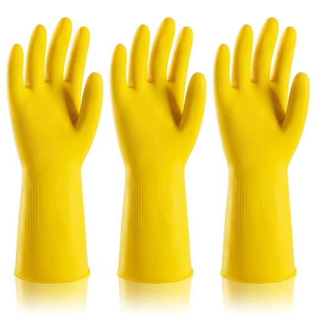 Sticker Ohs ThxToms XL Dishwashing Gloves - 3 Pairs, Natural Latex, Household ...