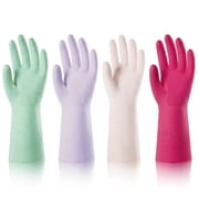 ThxToms 4 Pairs Nitrile Latex-Free Cleaning Gloves, Multi-Color Reusable Kitchen Gloves (Large)
