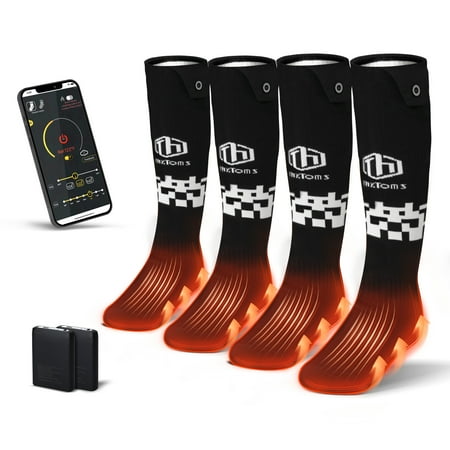 ThxToms Electric Heated Socks for Men Women, 5000mAh Rechargeable Battery Heating Socks with App Control, Outdoor Skiing Hunting Riding Camping Hiking Warming Winter Socks 2 Pairs L