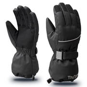 Kids Warm Gloves Winter Waterproof Snow Gloves for Outdoor Sports, Toddler Bulky Ski Gloves for Boys Girls,Black,M