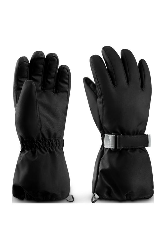 Kids Winter Gloves Waterproof Ski Snowboard Gloves for Ourdoor Sports, Boys and Girls Cold Weather Bike Gloves,Black,L