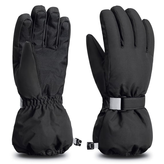 ThxToms Kids Winter Gloves Waterproof Ski Snowboard Gloves for Ourdoor Sports, Boys and Girls Cold Weather Bike Gloves,Black,M