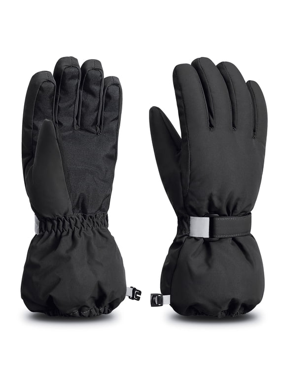 Kids Winter Gloves Waterproof Ski Snowboard Gloves for Ourdoor Sports, Boys and Girls Cold Weather Bike Gloves,Black,M