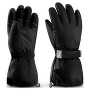 ThxToms Kids Winter Gloves Waterproof Ski Snowboard Gloves for Ourdoor Sports, Boys and Girls Cold Weather Bike Gloves,Black,M