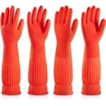thumbnail image 1 of ThxToms 2 Pairs Fleece Lined Rubber Dishwashing Gloves, Waterproof Reusable Extra Long Cuffs (Medium), 1 of 8
