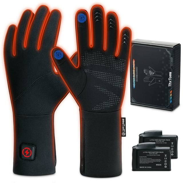 ThxToms Upgraded Heated Glove Liners for Men Women, Rechargeable Battery Electric Thin Heating