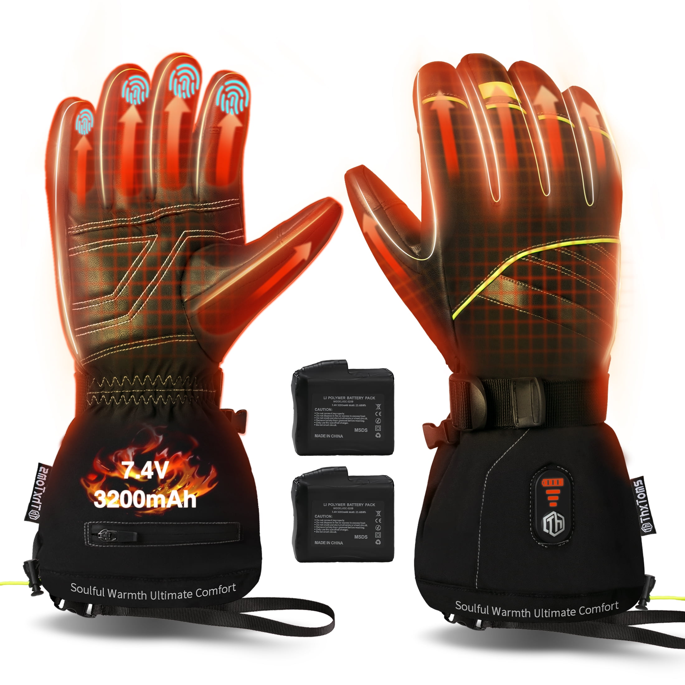 ThxToms Upgraded Heated Gloves for Men Women, Rechargeable Waterproof ...