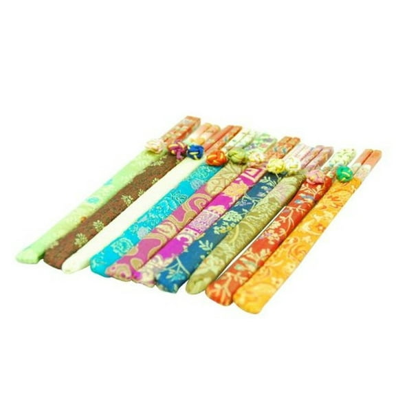 Thy Collectibles 20 (10 Pairs) Elegant Bamboo Chopsticks with Brocade Pouch
