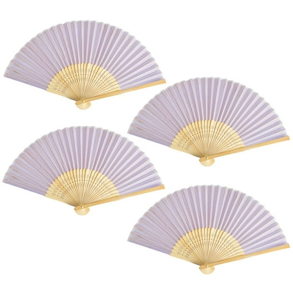 Thy Collectibles Pack of 4 Handheld Paper and Bamboo Folding Fans for Wedding Party, Church, Festivals, Home and DIY Decoration (Lavender)
