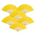 thumbnail image 1 of Thy Collectibles Pack of 6 Handheld Paper and Bamboo Folding Fans for Wedding Party, Church, Festivals, Home and DIY Decoration (Yellow), 1 of 3