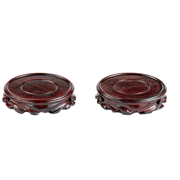 Thy Collectibles Set of 2 Oriental Rosewood Plant and Drink Coasters Stands for Small House Plants, Coffee Table, Desk, Office, Home Decor (D4 x H0.75)