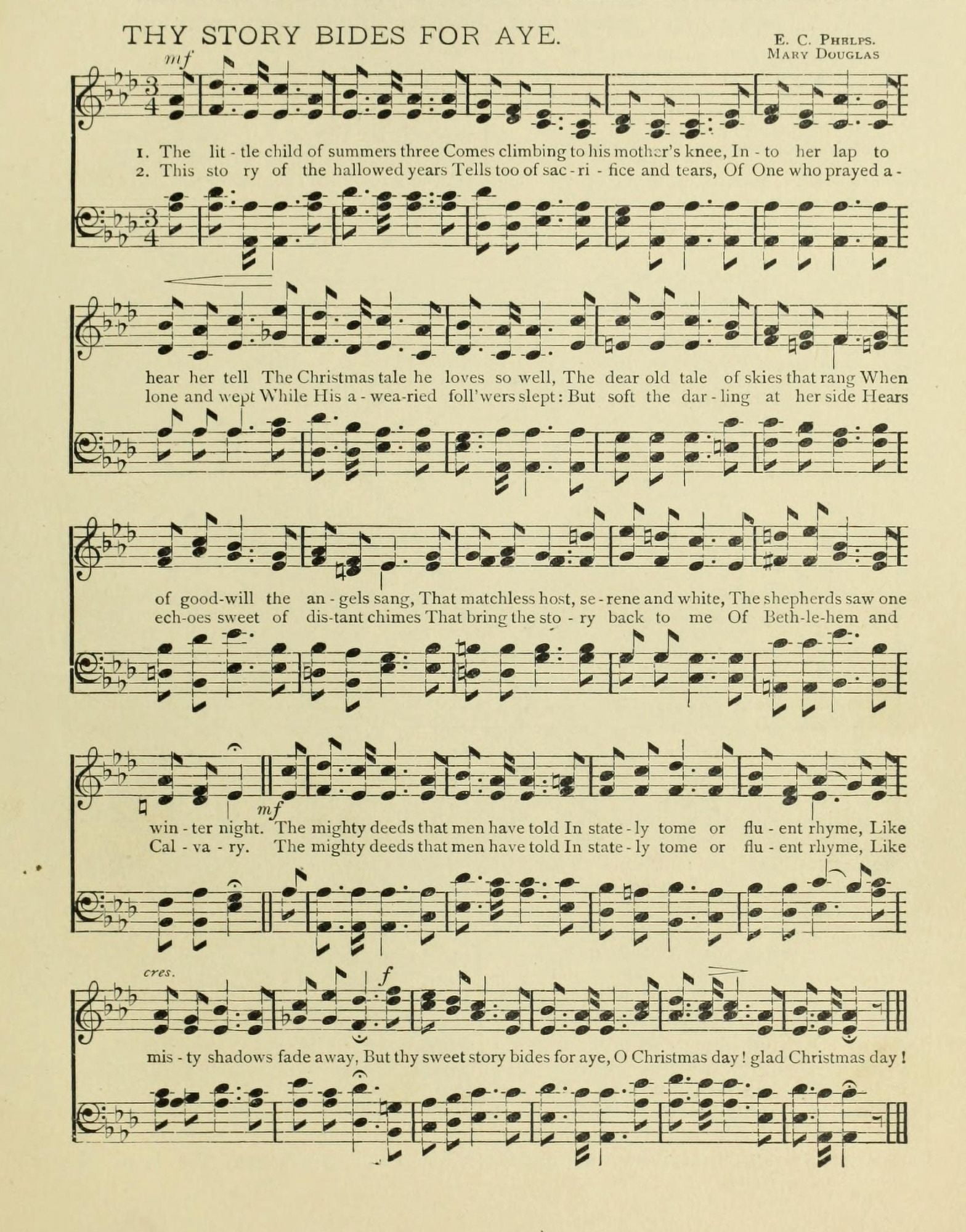 Thy Story Bides for Aye Christmas in Song 1891 Canvas Art - (24 x 36)
