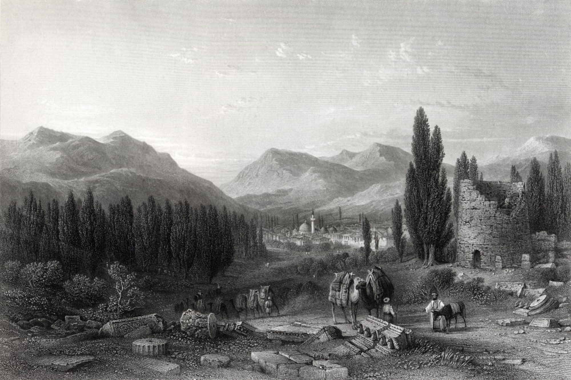 Thyatira Turkey Drawn By Thomas Allom Engraved By A Willmore From The Collection Of G Virtue Esq C1863 Canvas Art - Ken Welsh  Design Pics (36 x 24)
