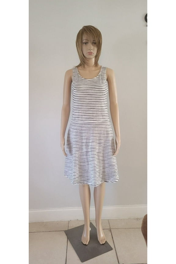 Thyme & Honey Dress Womens Size M Gray/White Striped