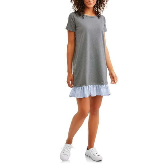 Thyme & Honey Women's French Terry Dress With Ruffle Hem