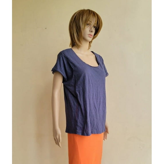 Thyme & Honey Women´s Lace Detail Top Size M Heather Navy