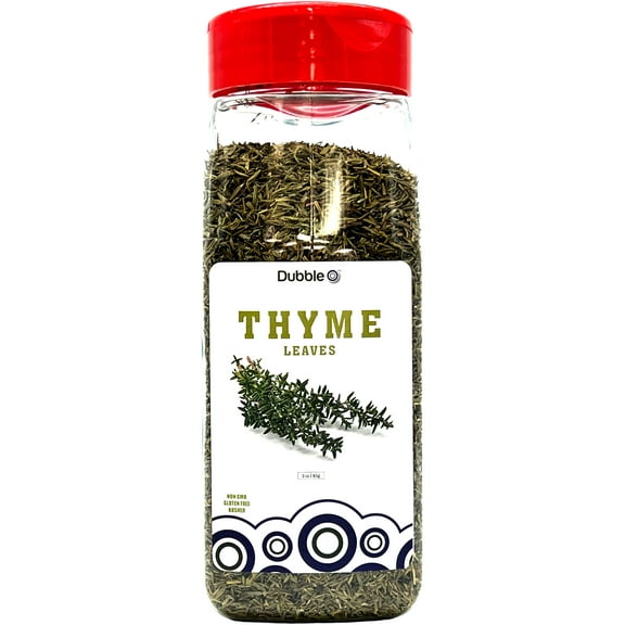 Thyme Leaves - 3 oz. Non GMO, Kosher, Halal, and Gluten Free Dubble O Brand