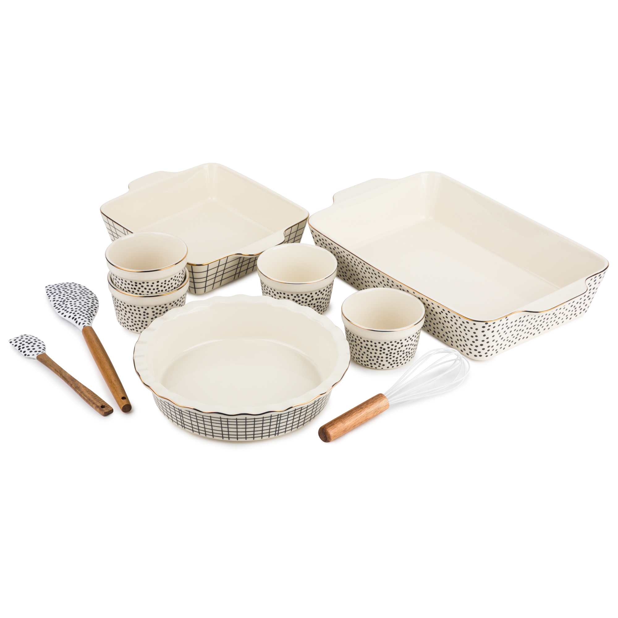 Thyme & Table 10-Piece Ceramic Bakeware Set with Pointed Spatulas & Whisk - image 1 of 6