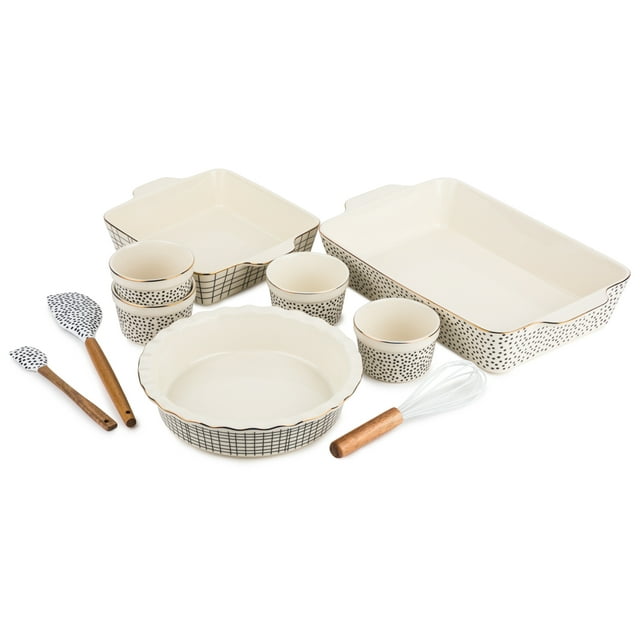 Thyme & Table 10-Piece Ceramic Bakeware Set with Pointed Spatulas & Whisk