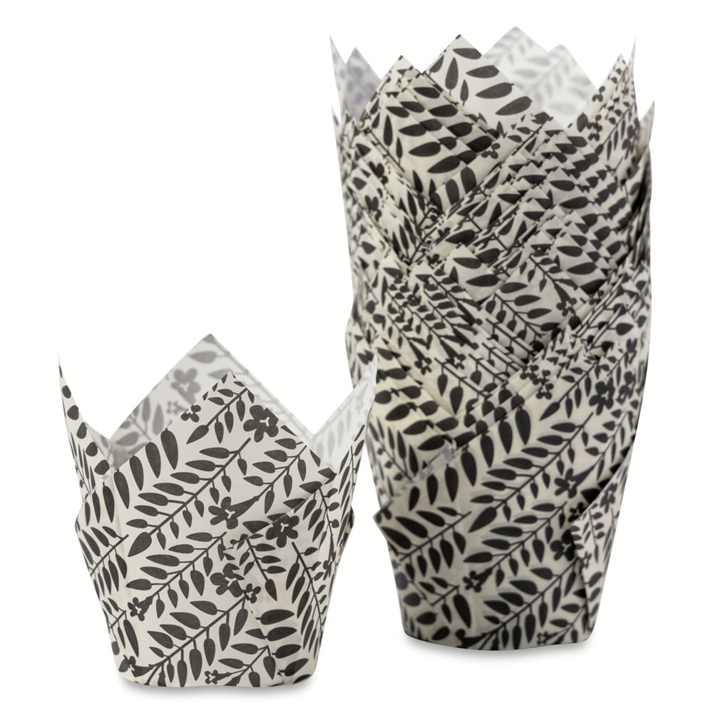 Thyme & Table 100-Piece Paper Tulip Cup Set - Black