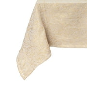 Thyme & Table 102" Rectangle Tablecloth, Cream and Gold Leaf
