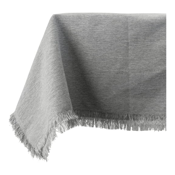 Thyme & Table 102" Rectangle Tablecloth, Gray with Black Lurex Shimmer