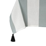 Thyme & Table 102" Rectangle Tablecloth, Green and White with Black Tassels