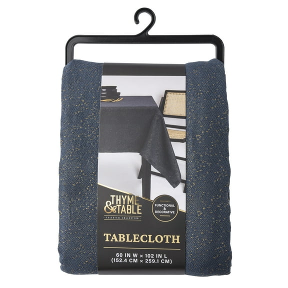 Thyme & Table 102" Rectangle Tablecloth, Navy and Gold Celestial