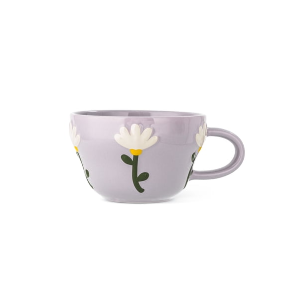Thyme & Table 12.5 fl oz Purple Daisy Stoneware Mug